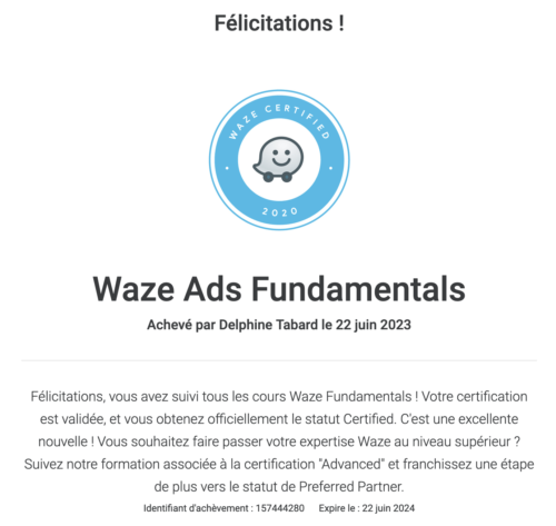 Certification Waze Ads Fundamentals Google