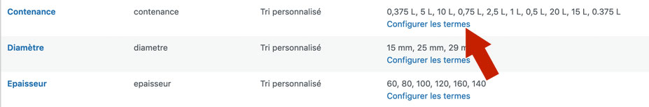 WooCommerce Attributs : Configurer les termes