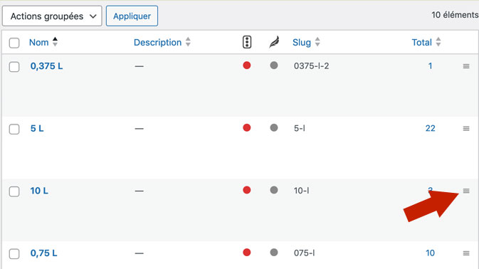 WooCommerce Attributs : Ordre des termes