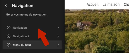 Choix du menu à modifier