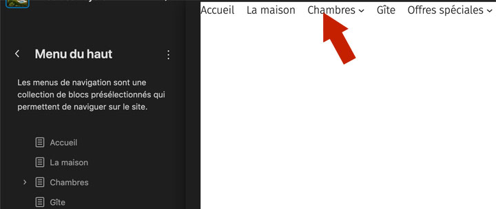 Clic sur le menu pour ajouter un item