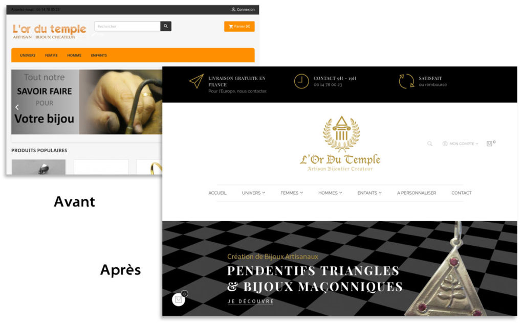 Relooking boutique Prestashop l'Or du Temple