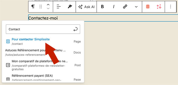 Ajouter un lien interne à votre site