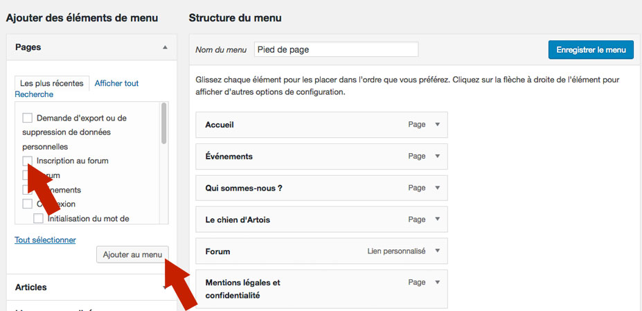 Ajouter un élément de menu