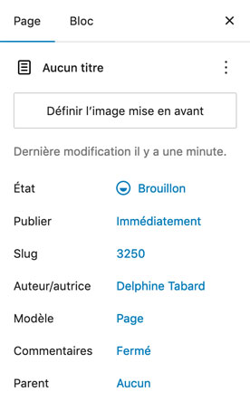 Paramètres d'une page