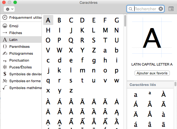 Visualiseur de caractères Mac