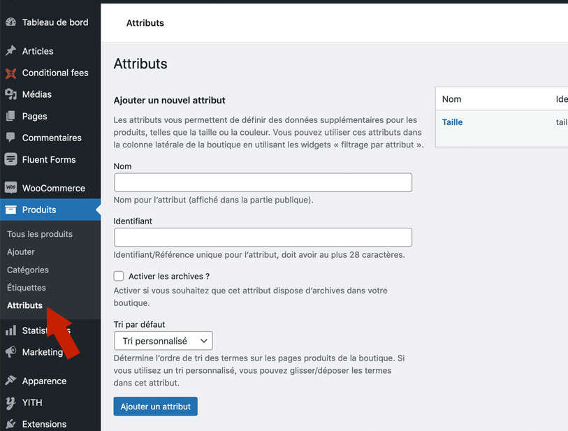 WooCommerce : les attributs