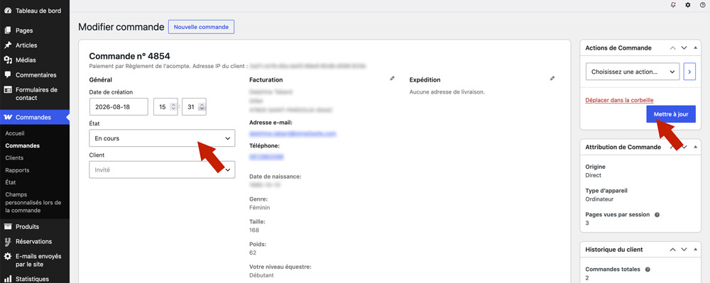 WooCommerce état En cours