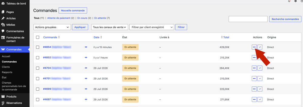WooCommerce Action rapide En cours