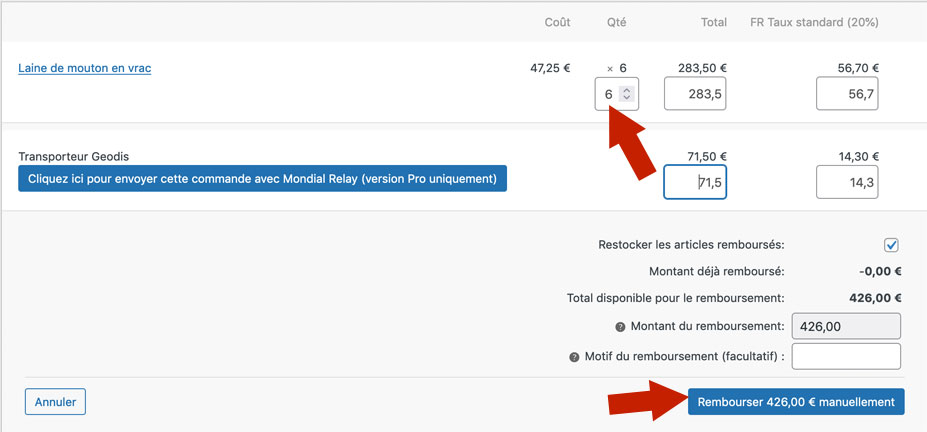 Remboursement d'une commande avec WooCommerce