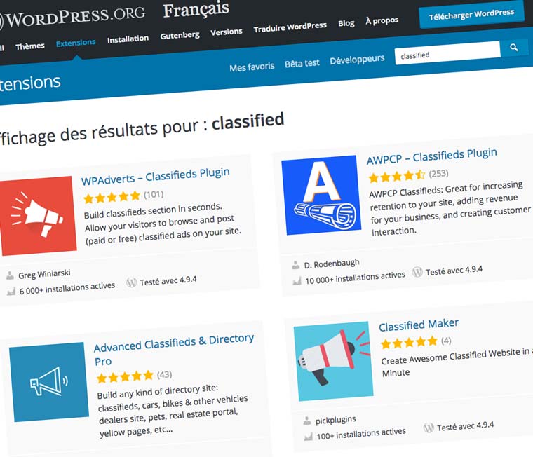 Comparatif de plugins gratuits d’annonces sur WordPress